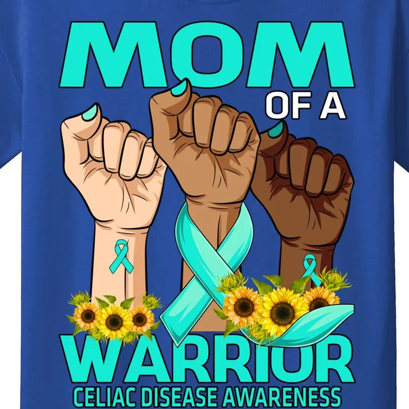 Hand Mom Of A Warrior Celiac Disease Awareness Sunflower Gift Kids T-Shirt