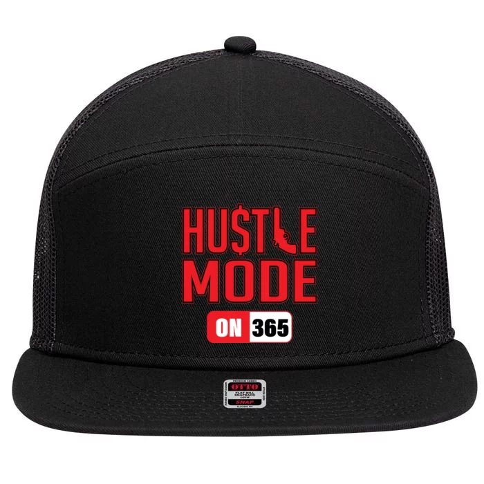 Hustle Mode On 365 7 Panel Mesh Trucker Snapback Hat