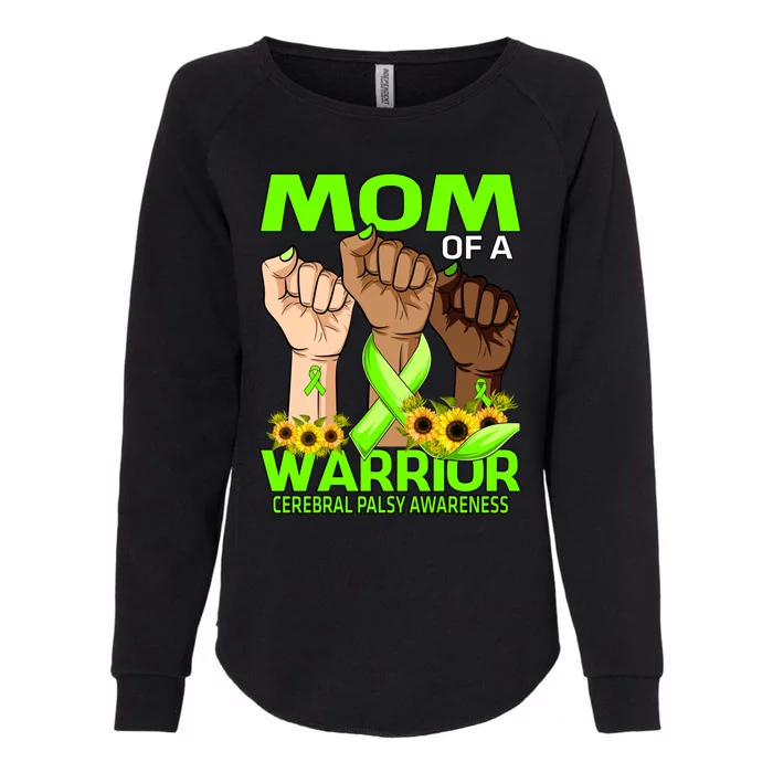 Hand Mom Of A Warrior Cerebral Palsy Awareness Sunflower Cool Gift Womens California Wash Sweatshirt