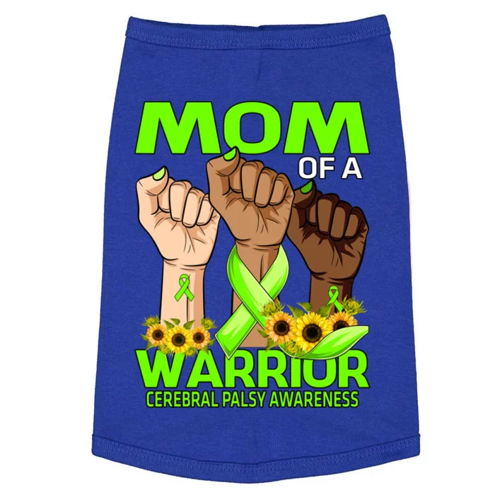 Hand Mom Of A Warrior Cerebral Palsy Awareness Sunflower Cool Gift Doggie Tank