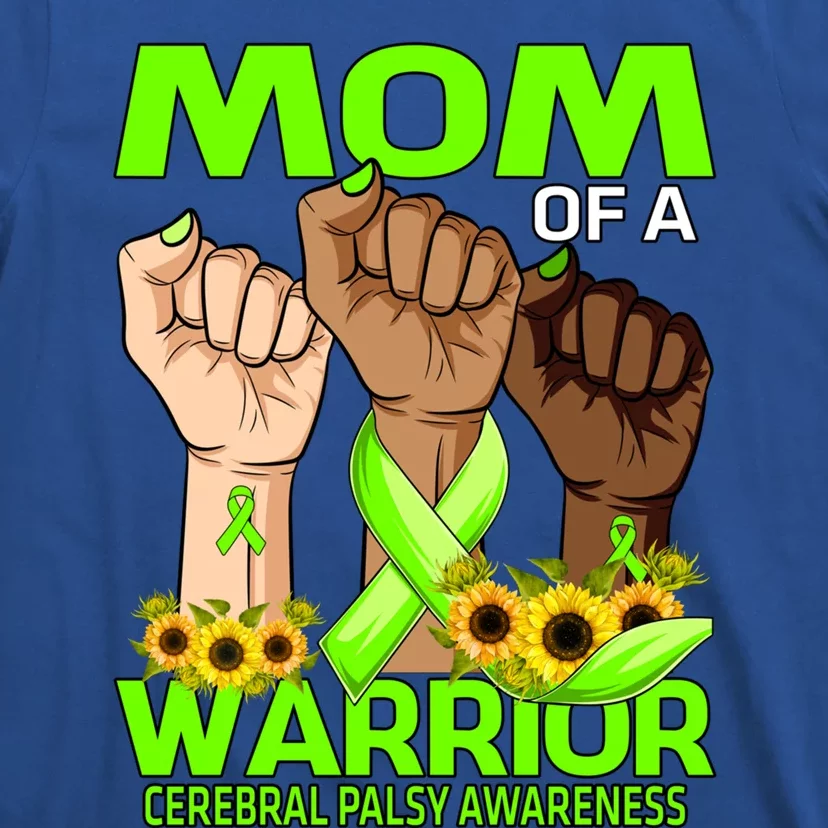 Hand Mom Of A Warrior Cerebral Palsy Awareness Sunflower Cool Gift T-Shirt