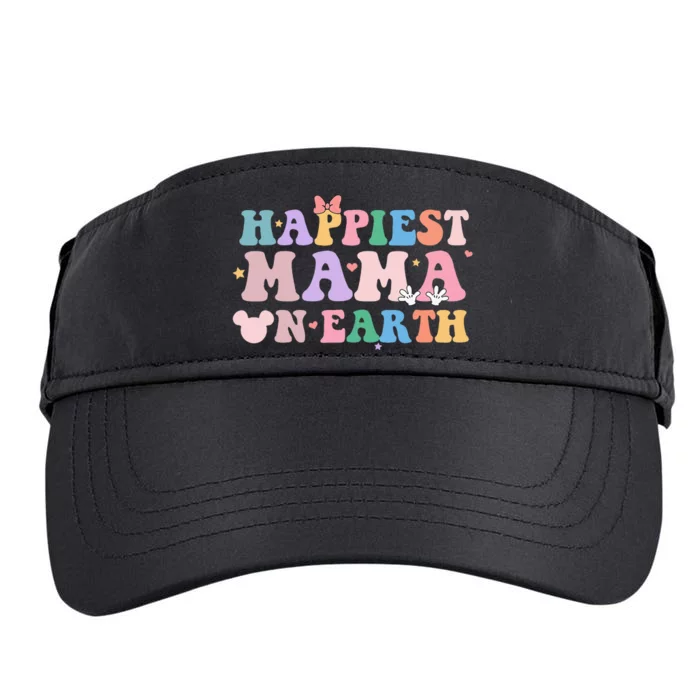 Happiest Mama On Earth Retro Groovy Mom Adult Drive Performance Visor