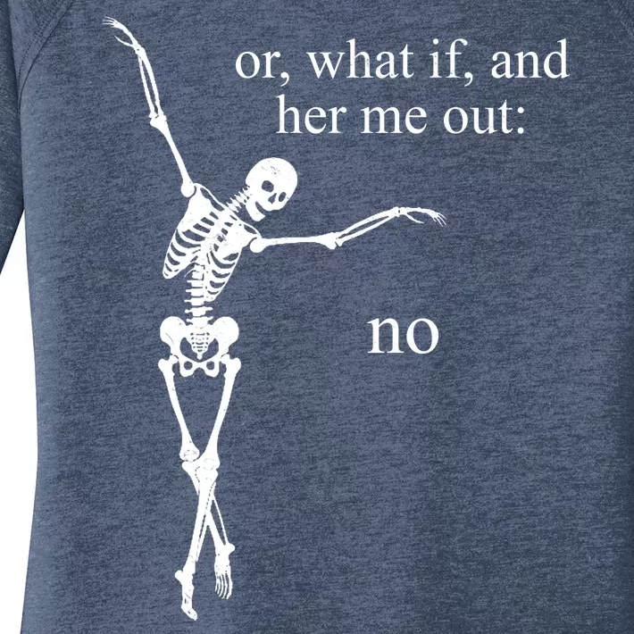 Hear Me Out No Funny Sassy Skeleton Gift Women's Perfect Tri Tunic Long Sleeve Shirt