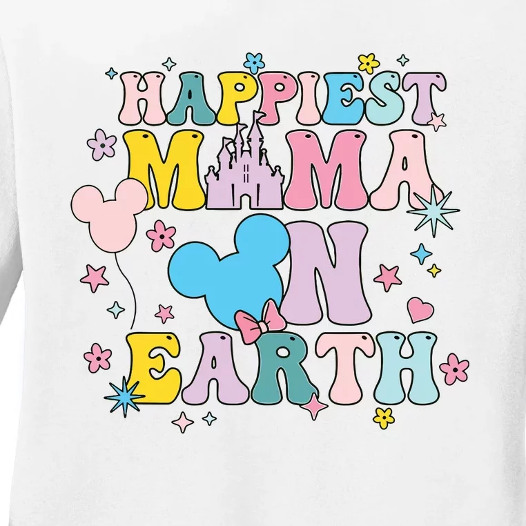 Happiest Mama On Earth Shirts Family Trip Happiest Place Ladies Long Sleeve Shirt