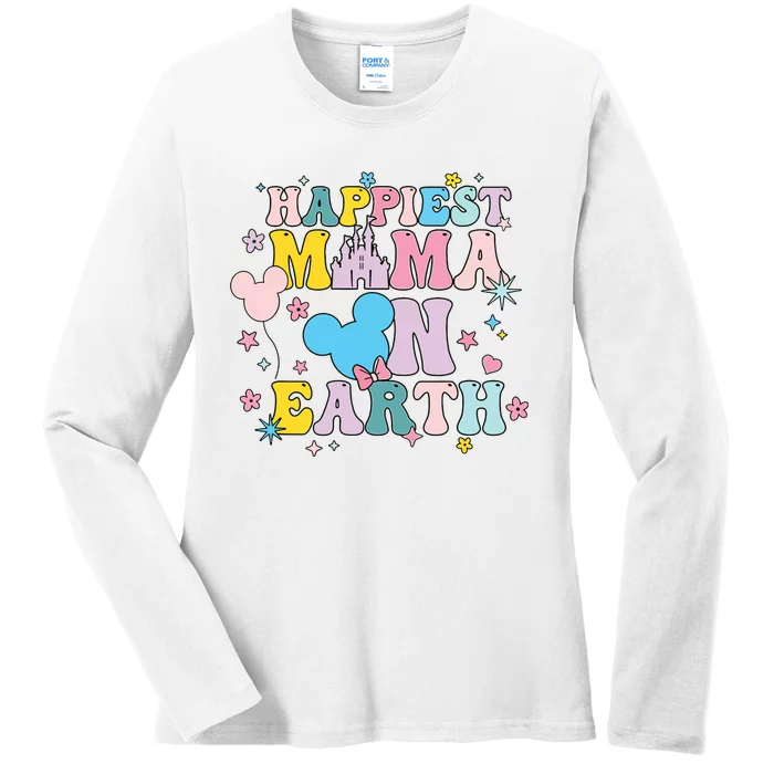 Happiest Mama On Earth Shirts Family Trip Happiest Place Ladies Long Sleeve Shirt