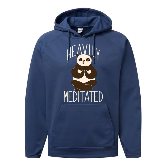 Heavily Meditated Panda Yoga Lotus Pose Meditate Funny Meme Gift Performance Fleece Hoodie