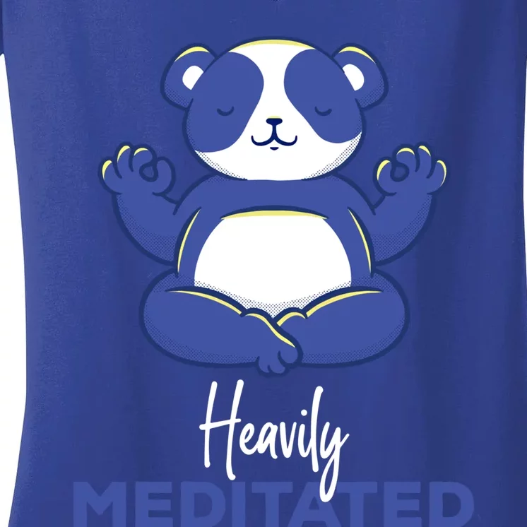 Heavily Meditated Panda Meditation Tranquility Funny Gift Women's V-Neck T-Shirt