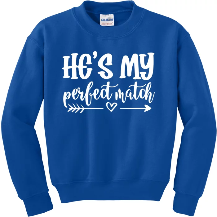 He's My Perfect Match Puzzle Valentines Day Couple Matching Gift Kids Sweatshirt