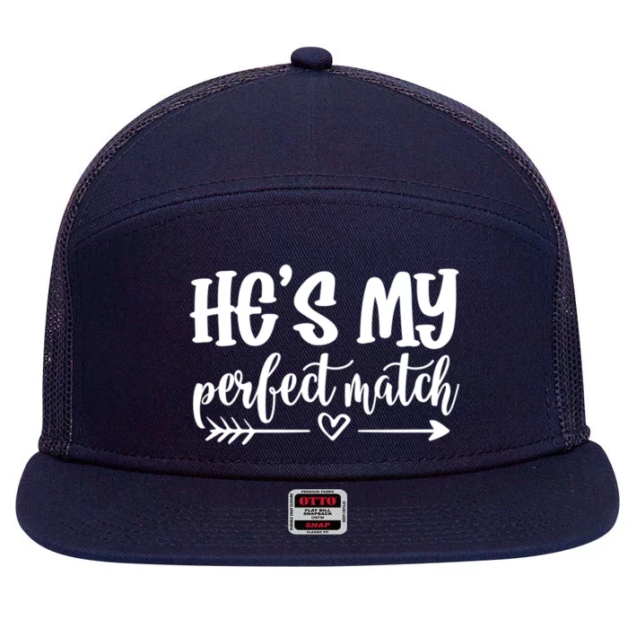 He's My Perfect Match Puzzle Valentines Day Couple Matching Gift 7 Panel Mesh Trucker Snapback Hat