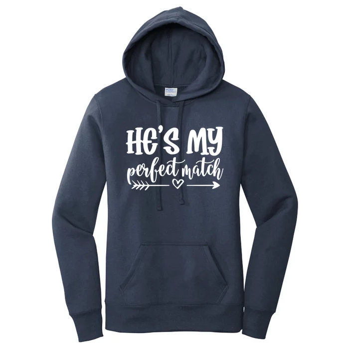 He's My Perfect Match Puzzle Valentines Day Couple Matching Gift Women's Pullover Hoodie