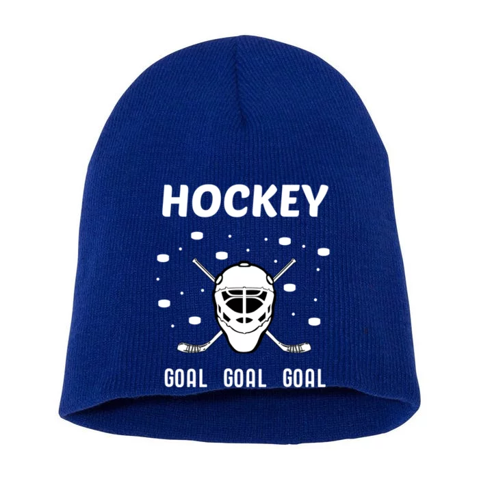 Hockey Mask Pucks Season Funny Gift Short Acrylic Beanie