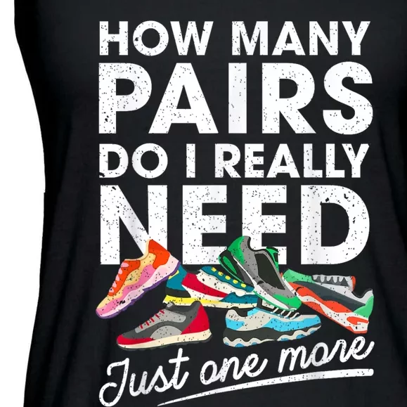 How Many Pairs Of Running Shoes Funny Runner Marathon Quote Ladies Essential Flowy Tank