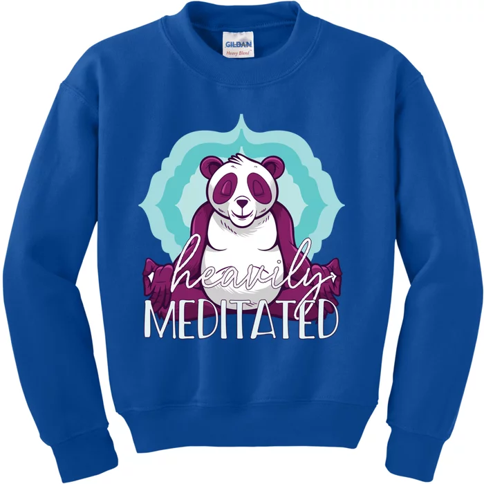 Heavily Meditated Panda Yoga Lotus Pose Meditate Funny Meme Gift Kids Sweatshirt