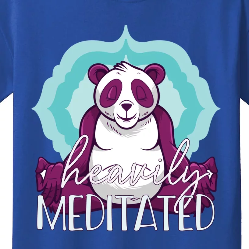 Heavily Meditated Panda Yoga Lotus Pose Meditate Funny Meme Gift Kids T-Shirt