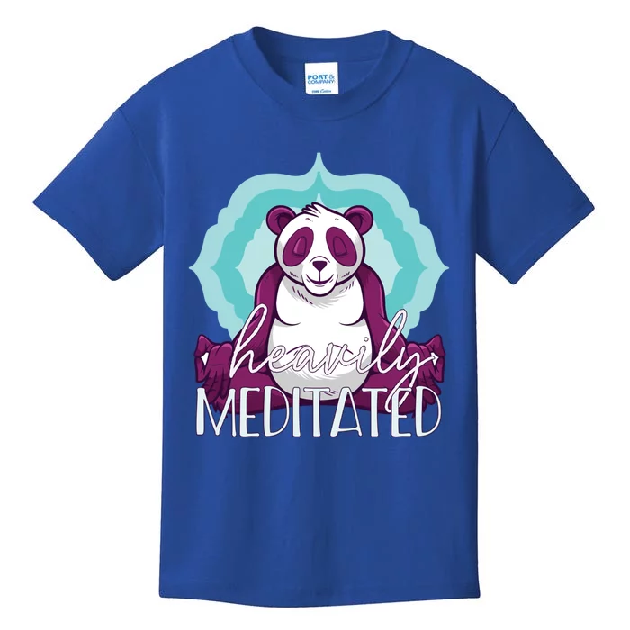 Heavily Meditated Panda Yoga Lotus Pose Meditate Funny Meme Gift Kids T-Shirt