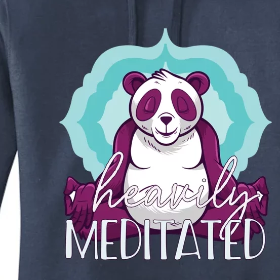 Heavily Meditated Panda Yoga Lotus Pose Meditate Funny Meme Gift Women's Pullover Hoodie