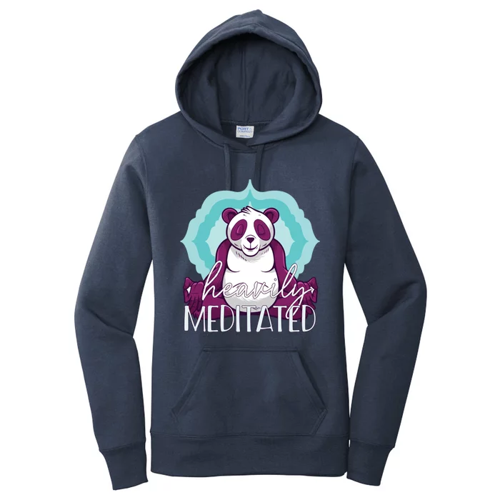 Heavily Meditated Panda Yoga Lotus Pose Meditate Funny Meme Gift Women's Pullover Hoodie