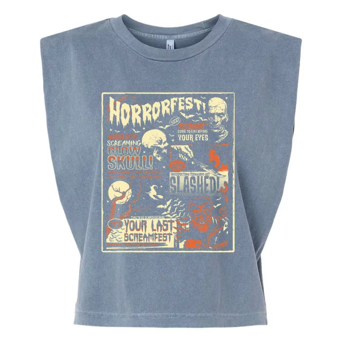 Horrorfest Movie Poster Terror Old Time Halloween Garment-Dyed Women's Muscle Tee