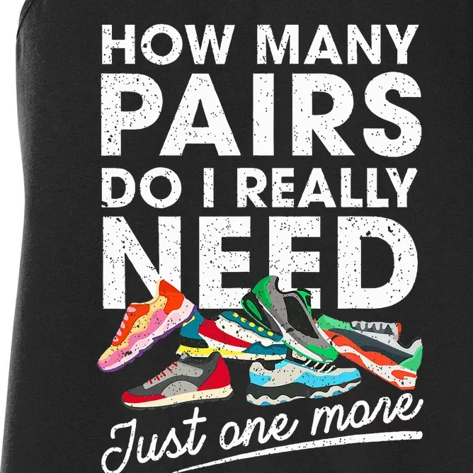 How Many Pairs Of Running Shoes Funny Runner Marathon Quote Women's Racerback Tank