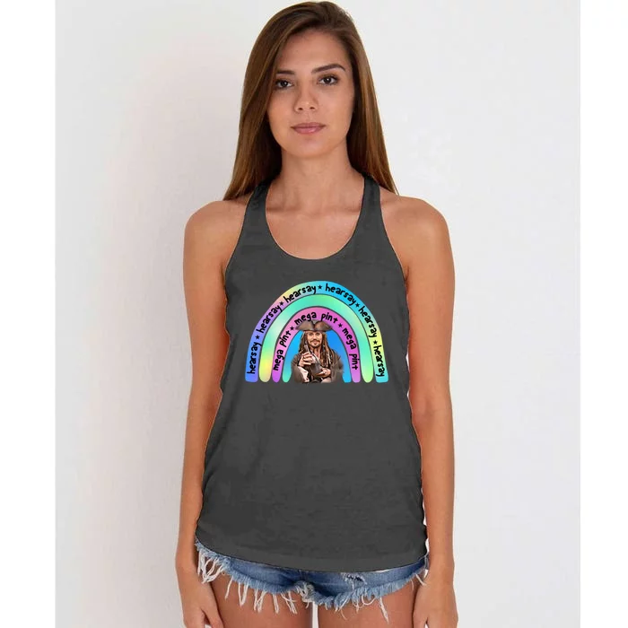 Hearsay Mega Pint Johnny Depp Rainbow Women's Knotted Racerback Tank