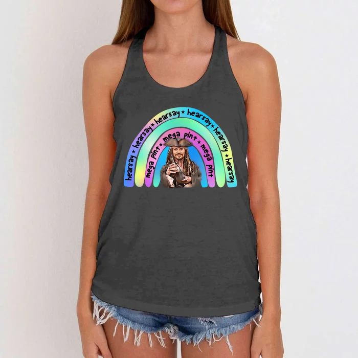 Hearsay Mega Pint Johnny Depp Rainbow Women's Knotted Racerback Tank