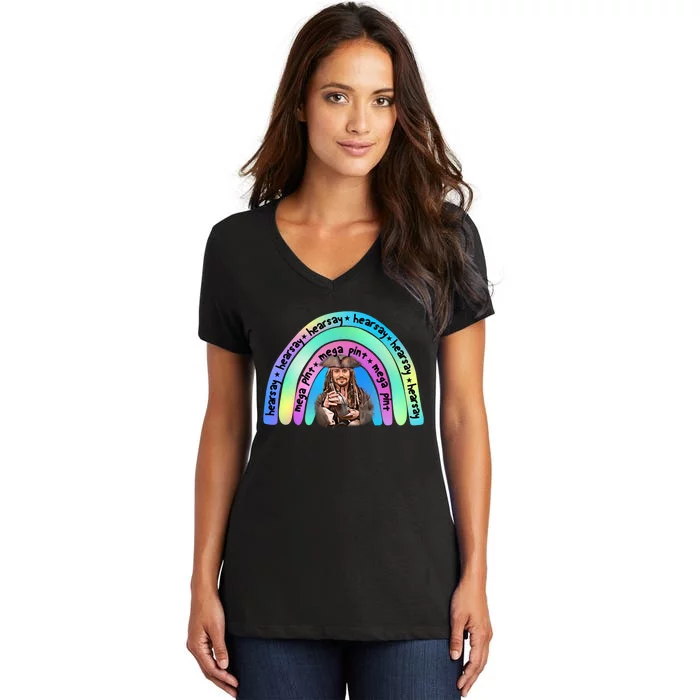 Hearsay Mega Pint Johnny Depp Rainbow Women's V-Neck T-Shirt