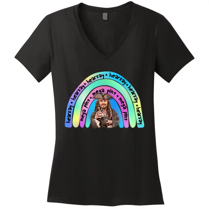 Hearsay Mega Pint Johnny Depp Rainbow Women's V-Neck T-Shirt