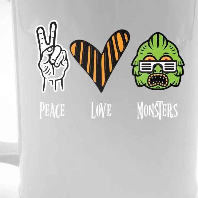 Halloween Monster Peace Love Halloween Cute Gift Front & Back Beer Stein