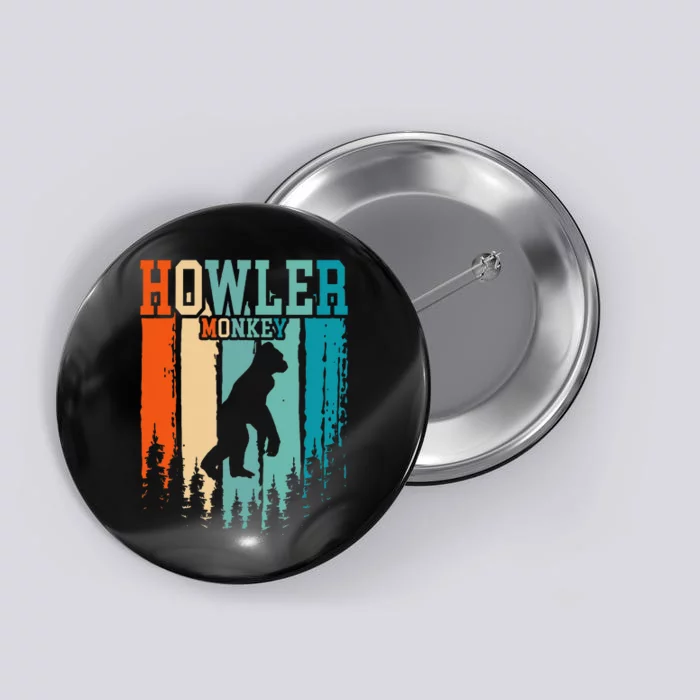 Howler Monkey Retro Vintage Button