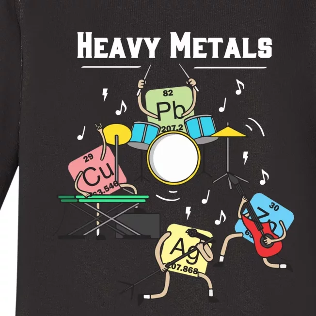 Heavy Metals Rock Chemistry Physics Periodic Table Of Elements Baby Long Sleeve Bodysuit