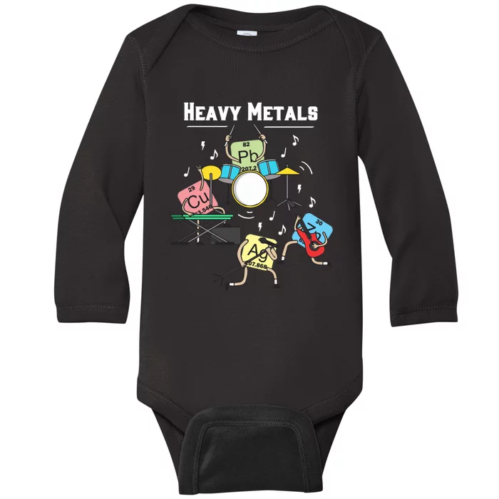 Heavy Metals Rock Chemistry Physics Periodic Table Of Elements Baby Long Sleeve Bodysuit