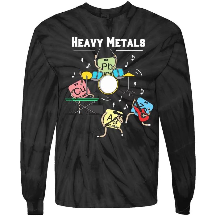 Heavy Metals Rock Chemistry Physics Periodic Table Of Elements Tie-Dye Long Sleeve Shirt