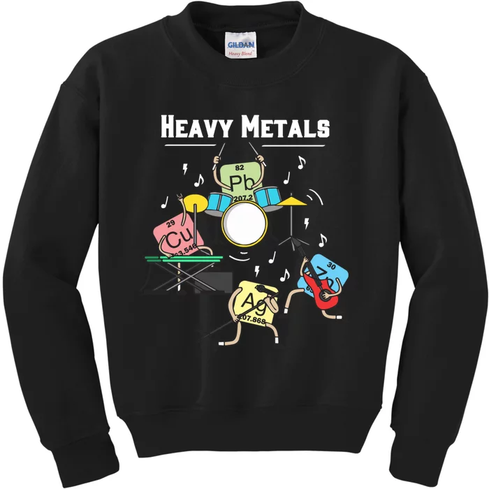 Heavy Metals Rock Chemistry Physics Periodic Table Of Elements Kids Sweatshirt