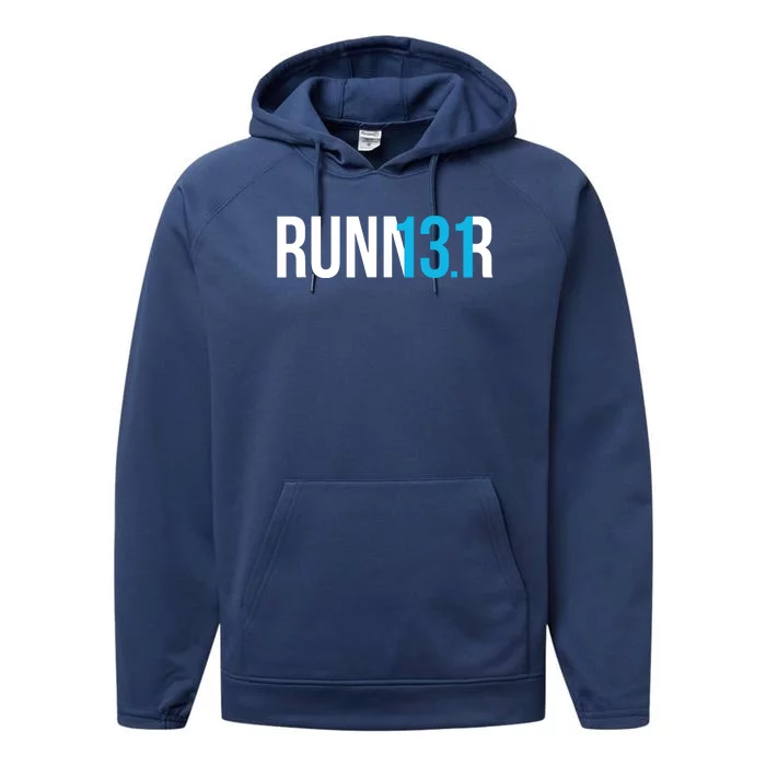 Half Marathon Runner Gift 131 Runner Performance Fleece Hoodie