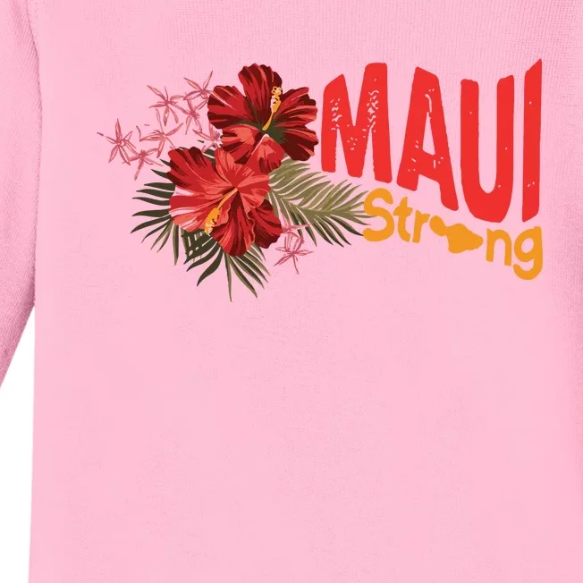 Hibiscus Maui Strong Hawaii Strong Ikaika Maui Strong Baby Long Sleeve Bodysuit