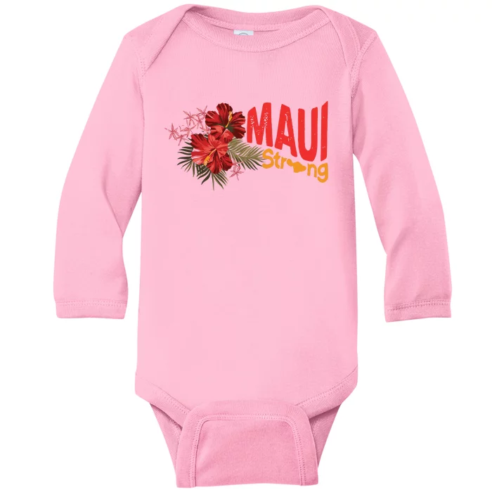 Hibiscus Maui Strong Hawaii Strong Ikaika Maui Strong Baby Long Sleeve Bodysuit