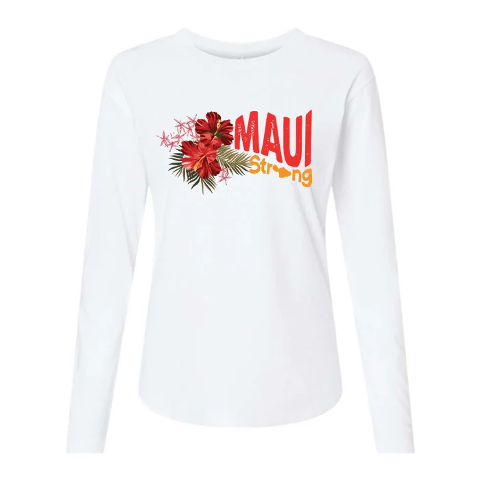 Hibiscus Maui Strong Hawaii Strong Ikaika Maui Strong Womens Cotton Relaxed Long Sleeve T-Shirt