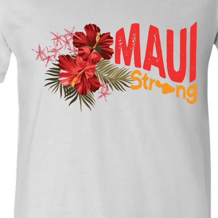 Hibiscus Maui Strong Hawaii Strong Ikaika Maui Strong V-Neck T-Shirt