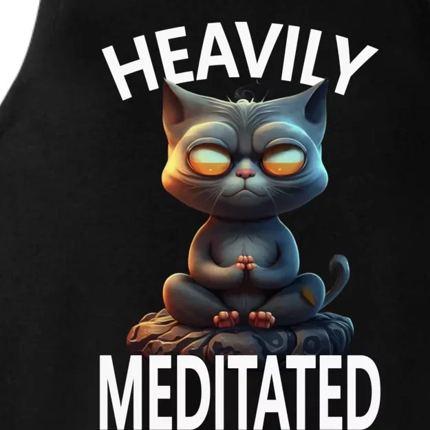 Heavily Meditated Spiritual Zen Cat Namaste Yoga Meditation Gift Ladies Tri-Blend Wicking Tank