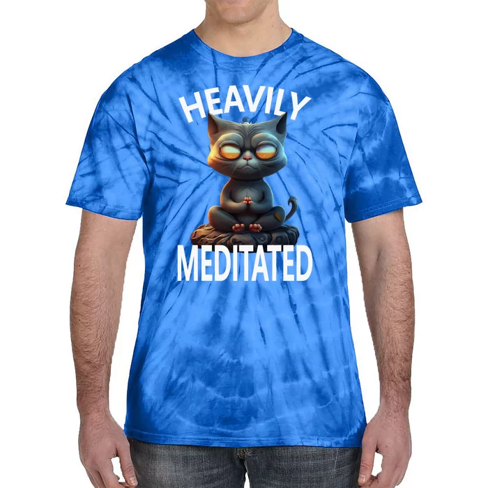 Heavily Meditated Spiritual Zen Cat Namaste Yoga Meditation Gift Tie-Dye T-Shirt