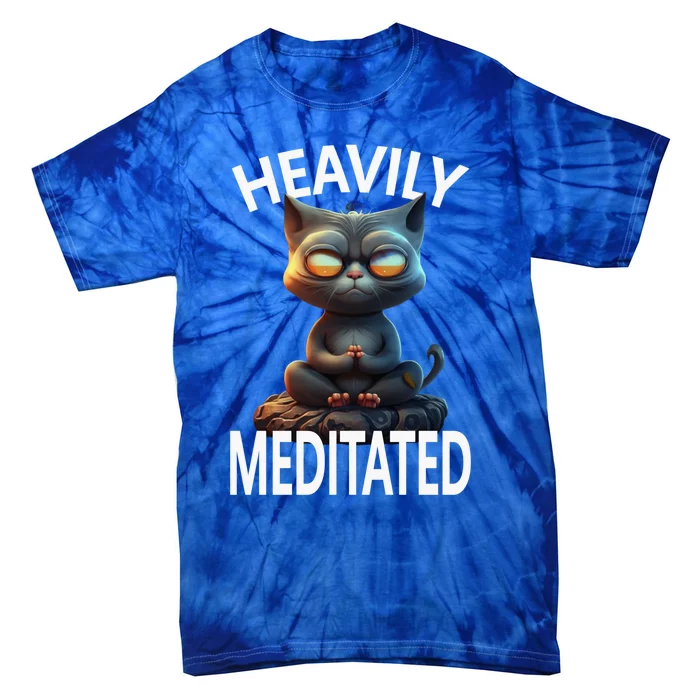 Heavily Meditated Spiritual Zen Cat Namaste Yoga Meditation Gift Tie-Dye T-Shirt