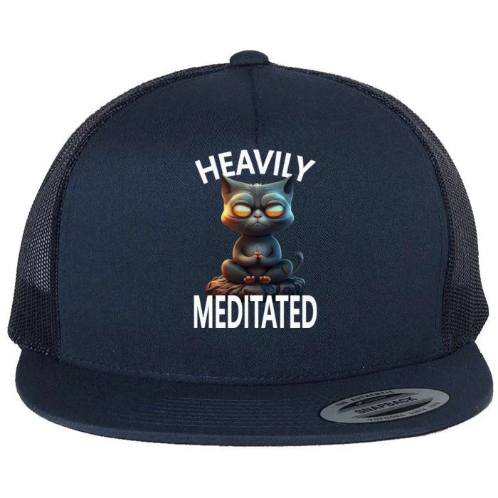 Heavily Meditated Spiritual Zen Cat Namaste Yoga Meditation Gift Flat Bill Trucker Hat