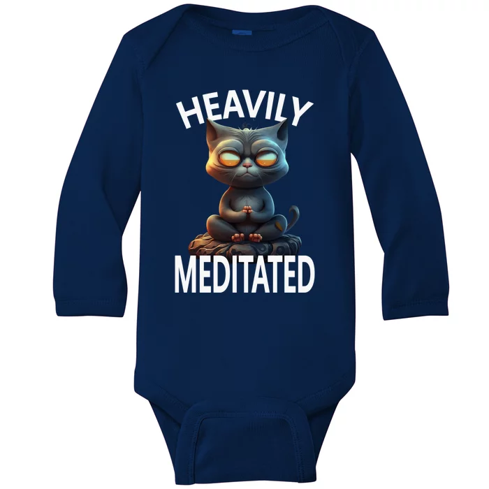 Heavily Meditated Spiritual Zen Cat Namaste Yoga Meditation Gift Baby Long Sleeve Bodysuit