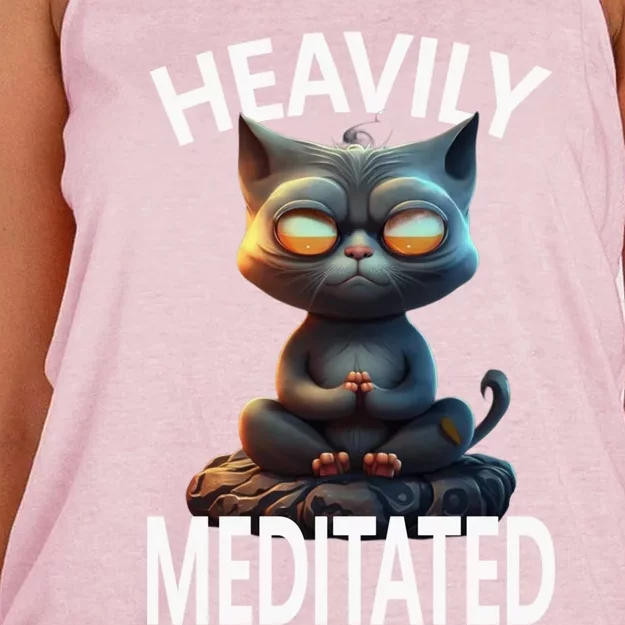 Heavily Meditated Spiritual Zen Cat Namaste Yoga Meditation Gift Women's Knotted Racerback Tank