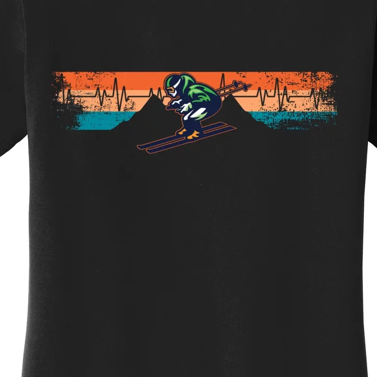 Heartbeat Mountains Skiing Skiing Pulse Ski Vacation Gift For Skiers Women's T-Shirt