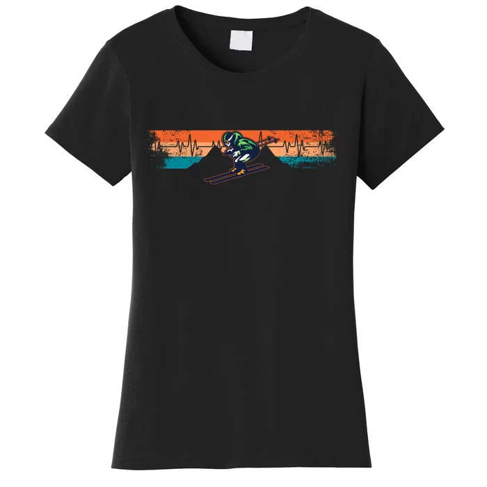 Heartbeat Mountains Skiing Skiing Pulse Ski Vacation Gift For Skiers Women's T-Shirt