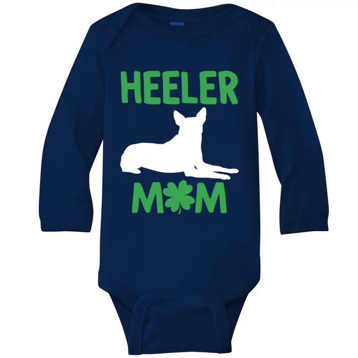 Heeler Mom St Patricks Day Australian Cattle Dog Blue Heeler Gift Baby Long Sleeve Bodysuit