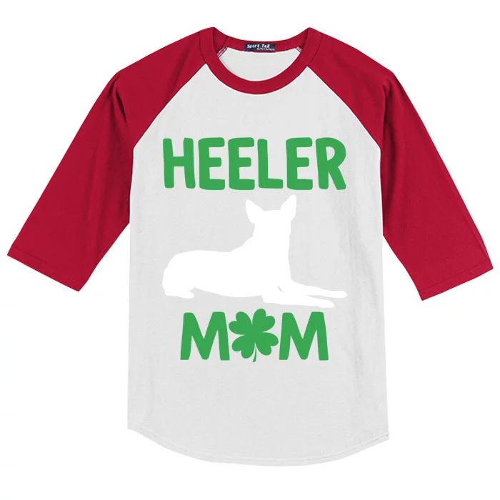 Heeler Mom St Patricks Day Australian Cattle Dog Blue Heeler Gift Kids Colorblock Raglan Jersey