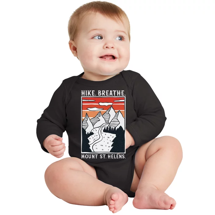 Hiking Mount St. Helens Baby Long Sleeve Bodysuit