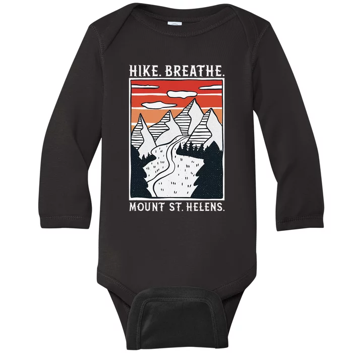 Hiking Mount St. Helens Baby Long Sleeve Bodysuit